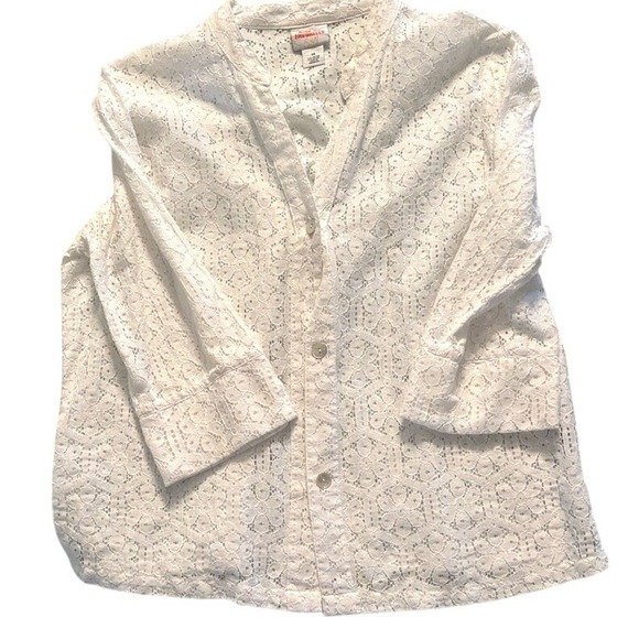 Ruby Rd. Tops - Ruby Rd Favorites White Floral Lace Button Down 3/4 Sleeve Blouse Top Sz 14
